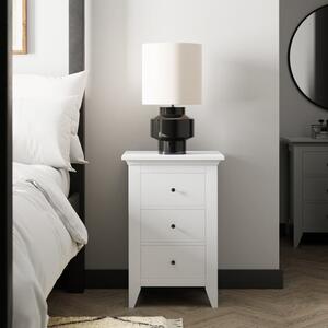 Lynton 3 Drawer Bedside Table, White