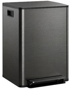 HOMCOM Dual Kitchen Bin, 2 x 30L Double Bin for Recycling and Waste, Stainless Steel Pedal Bin w/ Soft-Close Lid, Removable Inner Buckets Aosom UK
