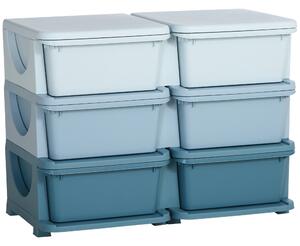 HOMCOM Kids Storage Unit, with Six Drawers - Blue Aosom UK