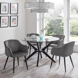Hayden 4 Seater Round Glass Top Dining Table with 4 Hobart Chairs