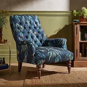 Bibury Button Back Kingfisher Print Occasional Armchair