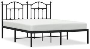 Metal Bed Frame with Headboard Black 150x200 cm King Size