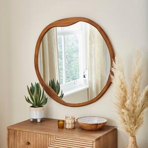 Pebble Wood Round Wall Mirror