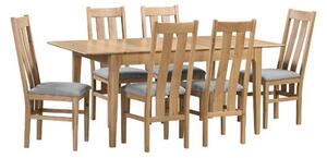 Cotswold Rectangular Extendable Dining Table with 6 Chairs, Solid Oak