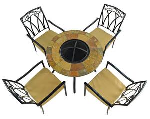 Bayfield Firepit 89cm Table with 4 Ascot Chairs Set