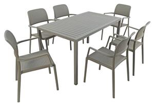 Cube Dining Table with 6 Bora Chair Set Turtle Dove