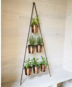 Gold Metal Wall Plant Stand with Planters