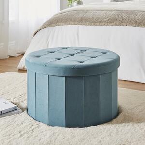 Velvet Large Round Ottoman, Pacific Blue