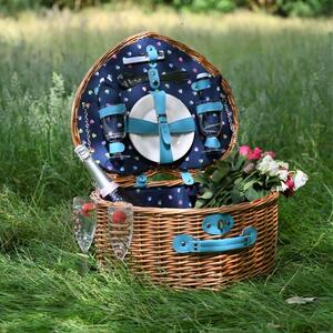 Mini Confetti Heart Shape Picnic Basket with Picnicware