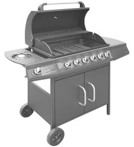 Gas Barbecue Grill 6+1 Cooking Zone Black