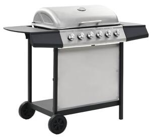 Gas BBQ Grill with 6 Cooking Zones Stainless Steel Silver