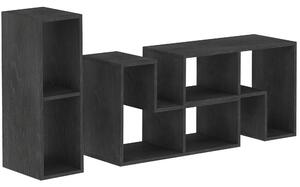 HOMCOM TV Stand for TVs Up to 75 Inches, Extendable Entertainment Unit with Storage Shelves, Adjustable Height TV Unit, Black Aosom UK