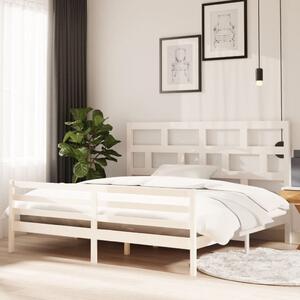Bed Frame White Solid Wood Pine 200x200 cm Super King