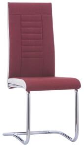 Cantilever Dining Chairs 4 pcs Wine Red Fabric
