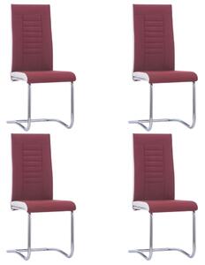 Cantilever Dining Chairs 4 pcs Wine Red Fabric