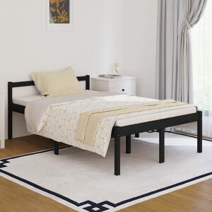 Bed Frame Black Solid Wood 120x190 cm 4FT Small Double