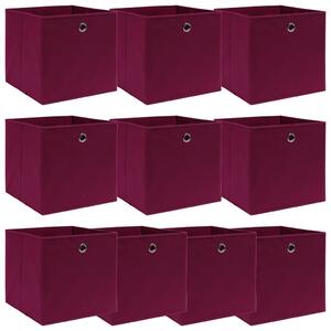 Storage Boxes 10 pcs Dark Red 32x32x32 cm Fabric