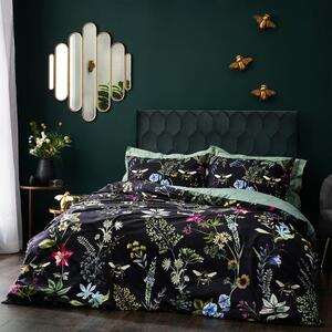 Wylder Midnight Bee Velvet Duvet Cover & Pillowcase Set, Black