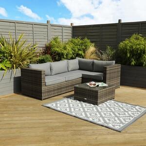 Rattan Grey Corner Sofa and Coffee Table