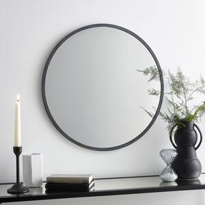 Brushed Metal Effect Pewter Grey Round Wall Mirror