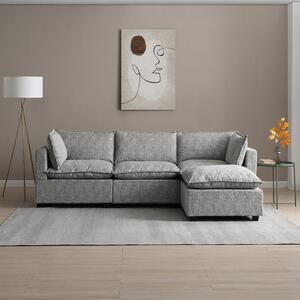 Moda 3 Seater Modular Sofa with Chaise, Light Grey Boucle