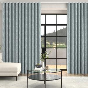 Grace Jacquard Floral Made To Measure Curtains + FREE Track - Wave Smoky Blue