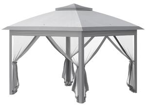 Outsunny 3.3 x 3.3m Pop Up Gazebo, Waterproof Outdoor Canopy with Double Roof, Zipped Mesh Sidewalls & Carry Bag, Portable Patio Tent for Outdoor Parties, Beige Aosom UK
