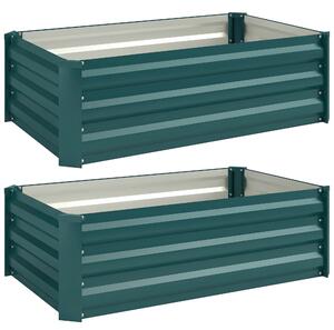 Outsunny Set of Two 60 x 100cm Galvanised Steel Planters, Green
