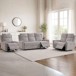 Medinah Fabric Electric 3+2+1 Sofa Suite - Ash