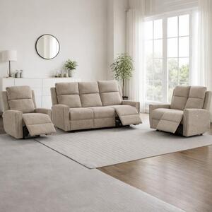 Medinah Fabric Electric 3+2+1 Sofa Suite - Beige