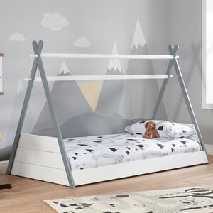 Kids Teepee Bed, White & Grey