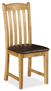 Zelah Oak Solid Wooden Dining Chair with Faux Leather Seat | Roseland Furniture