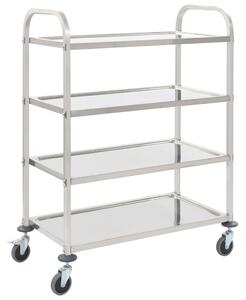 4-Tier Kitchen Trolley 107x55x125 cm Stainless Steel