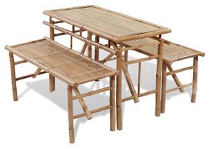 Beer Table with 2 Benches 100 cm Bamboo