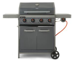 Tower Stealth Plus Four Burner Gas BBQ with Side Burner, Black Steel