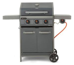 Tower Stealth Plus Three Burner Gas BBQ with Side Burner, Black Steel