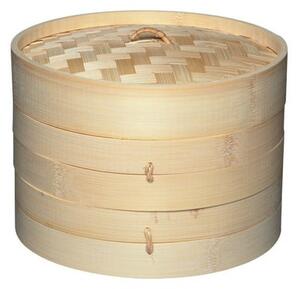 KitchenCraft World of Flavours Oriental Two Tier Bamboo Steamer and Lid, 20cm