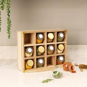 Kitchen Pantry Acacia 12 Jar Spice Rack