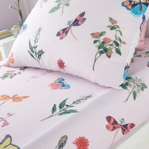 The Royal Horticultural Society Butterfly Garden Fitted Sheet Pink