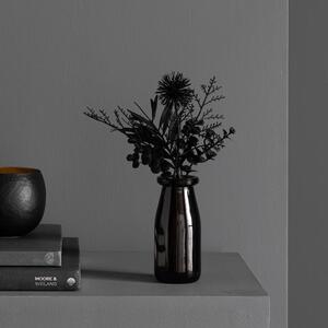 Artificial Black Bouquet in Black Glass Vase