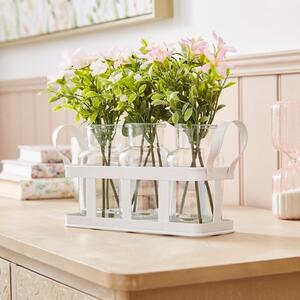 Artificial Set of 3 Pink Bouquets in Glass Vases