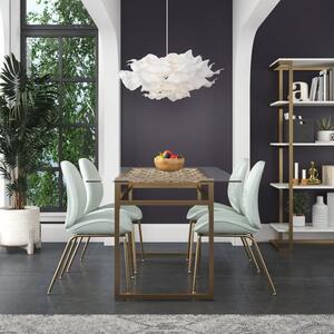 Cosmo Living Juliette 6 Seater Rectangle Dining Table, Glass Top & Brass Legs