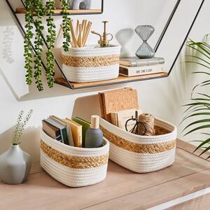 Set of 3 Mixed Material Storage Baskets