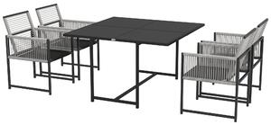 Outsunny Five-Piece Metal Dining Set, with Folding Back Chairs, Light Grey