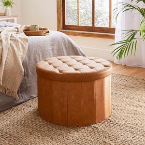 Faux Leather Large Round Ottoman