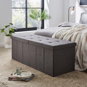 Faux Linen Bed Ottoman