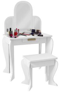 HOMCOM Kids Dressing Table Set, with Mirror and Drawer - White