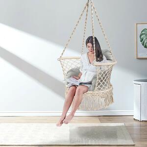 Costway Hanging Swing Chair with Tassels-White