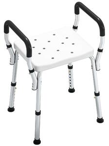 HOMCOM Aluminium Frame Bath Seat, Adjustable Height & Anti-Slip, for Comfortable Showering, 57-69cm Aosom UK