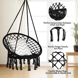 Costway Hammock Swing Chair with Metal Rings (Stand not Included)-Black